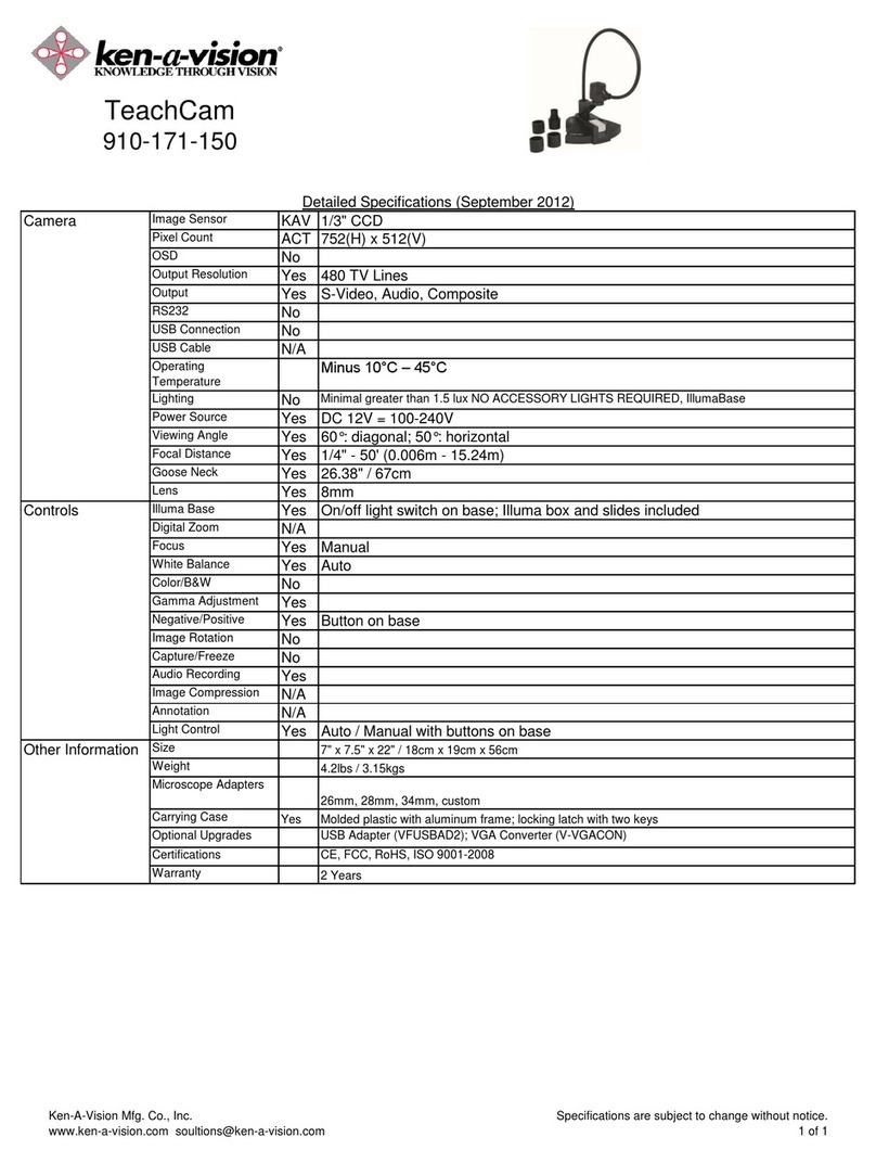 Ken A Vision TeachCam 910-171-150 specification