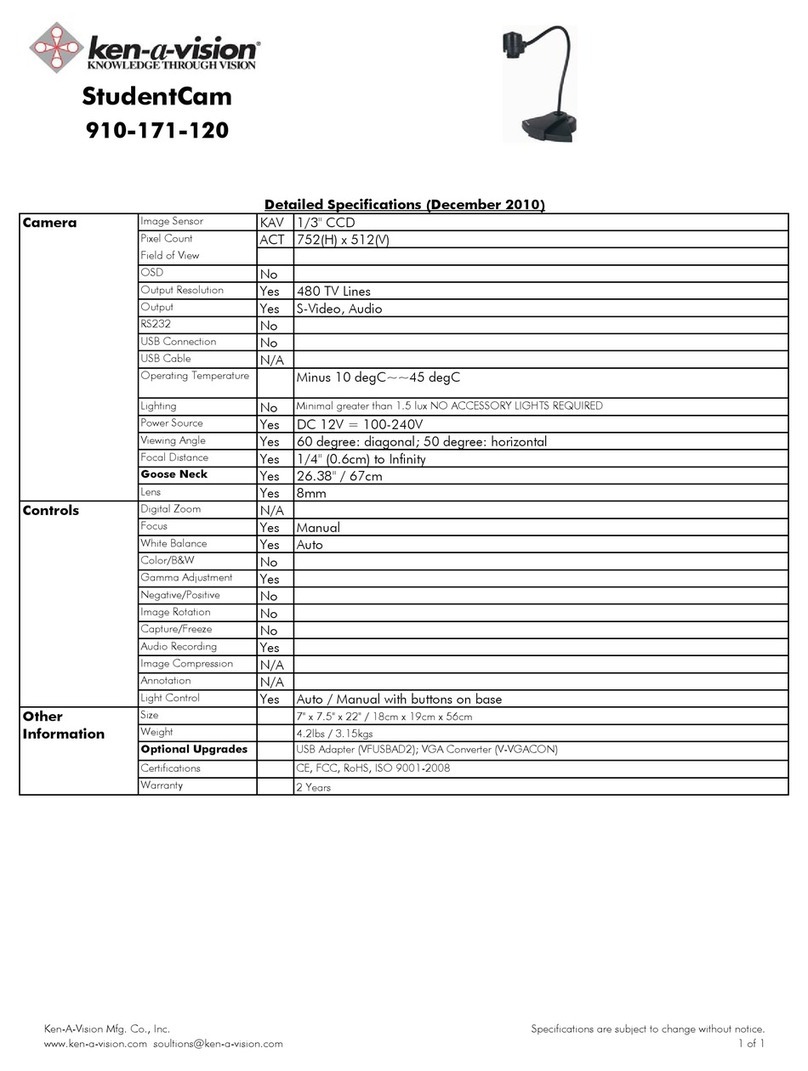 Ken A Vision StudentCam 910-171-120 User manual