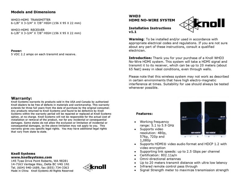 Knoll WHD3 installation instructions