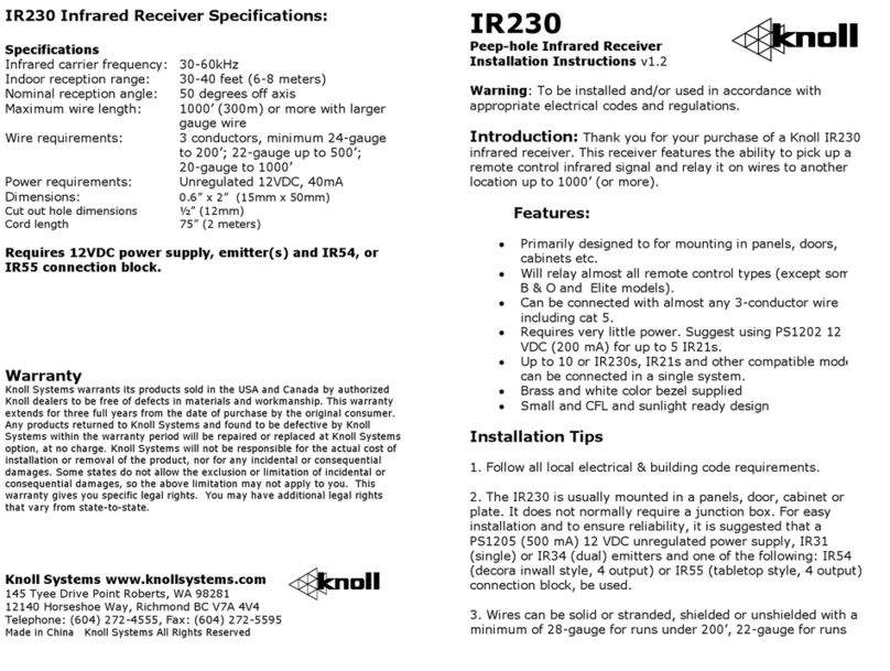 Knoll IR230 User manual