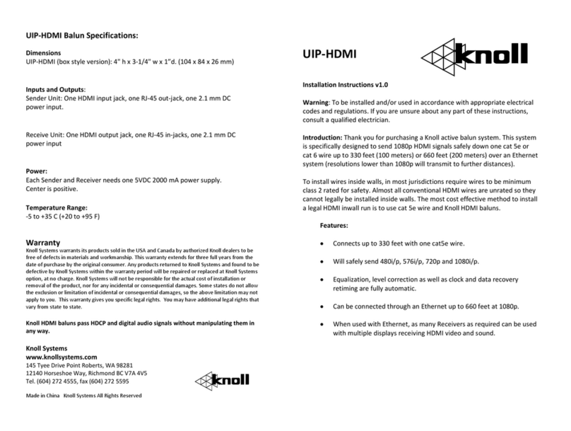 Knoll UIP-HDMI User manual