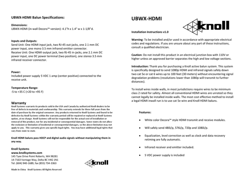 Knoll UBWX-HDMI installation instructions