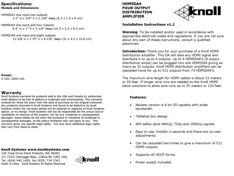 Knoll HDMIDA4 installation instructions