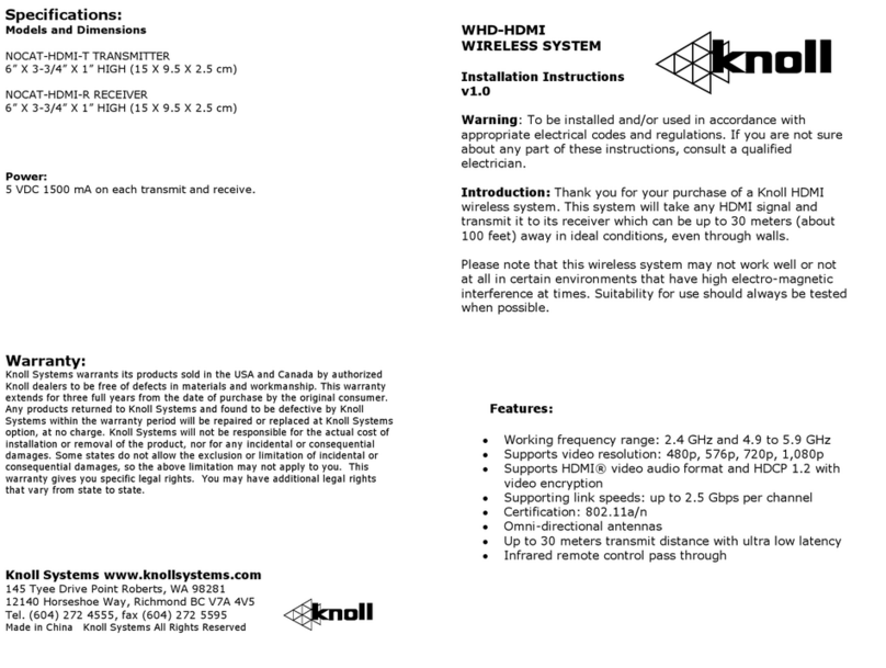 Knoll WHD-HDMI installation instructions