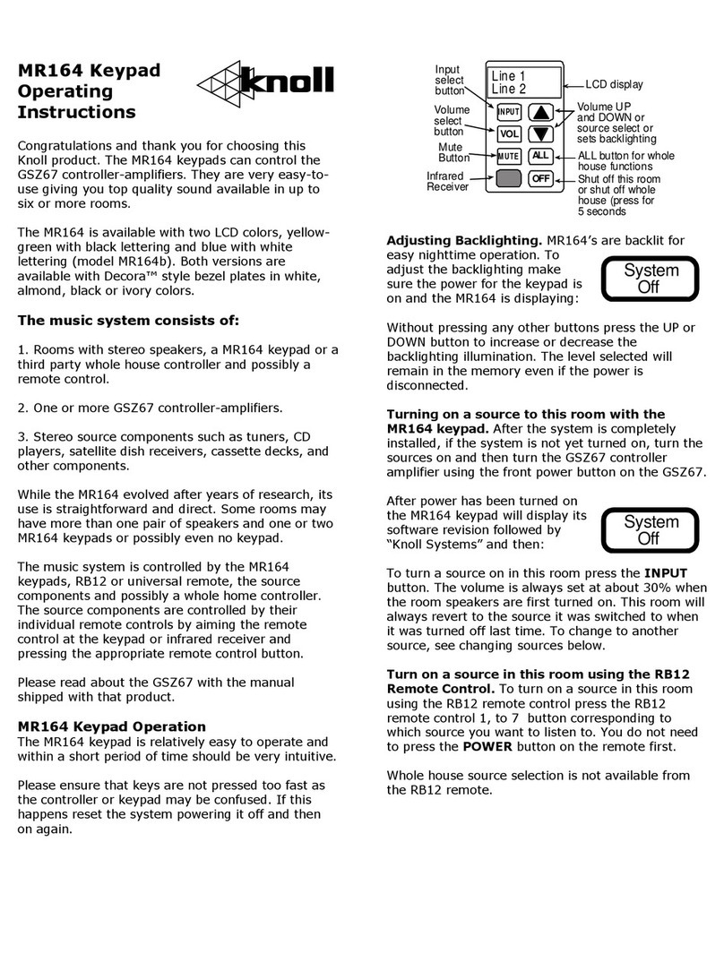 Knoll MR164 operating instructions
