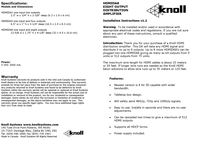 Knoll HDMIDA8 installation instructions
