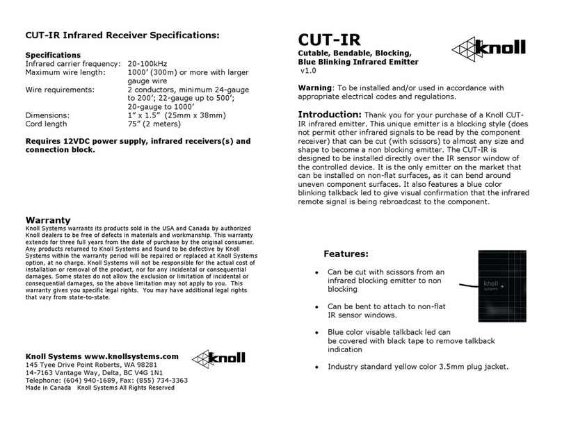 Knoll CUT-IR installation instructions