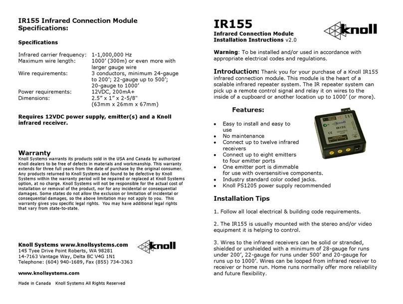 Knoll IR155 installation instructions Knoll IR155 installation instructions