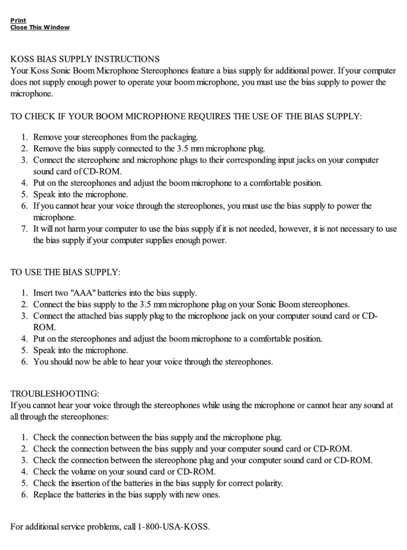 Koss R65B operating instructions