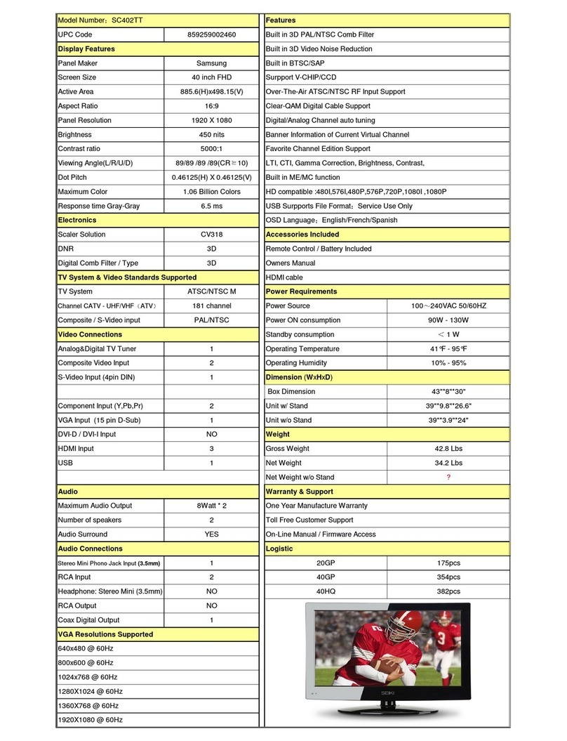 Seiki SC402TT Installation guide