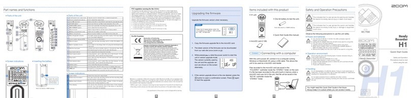 Zoom Handy REcorder H1 quick start guide