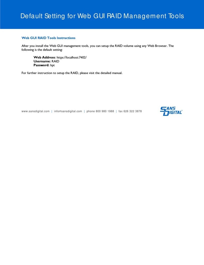 Sans Digital Web GUI RAID Management Tools Default setting