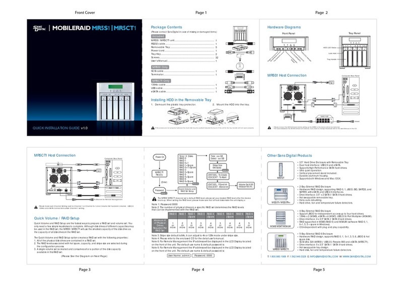 Sans Digital MOBILERAID MR5S1 Quick installation guide