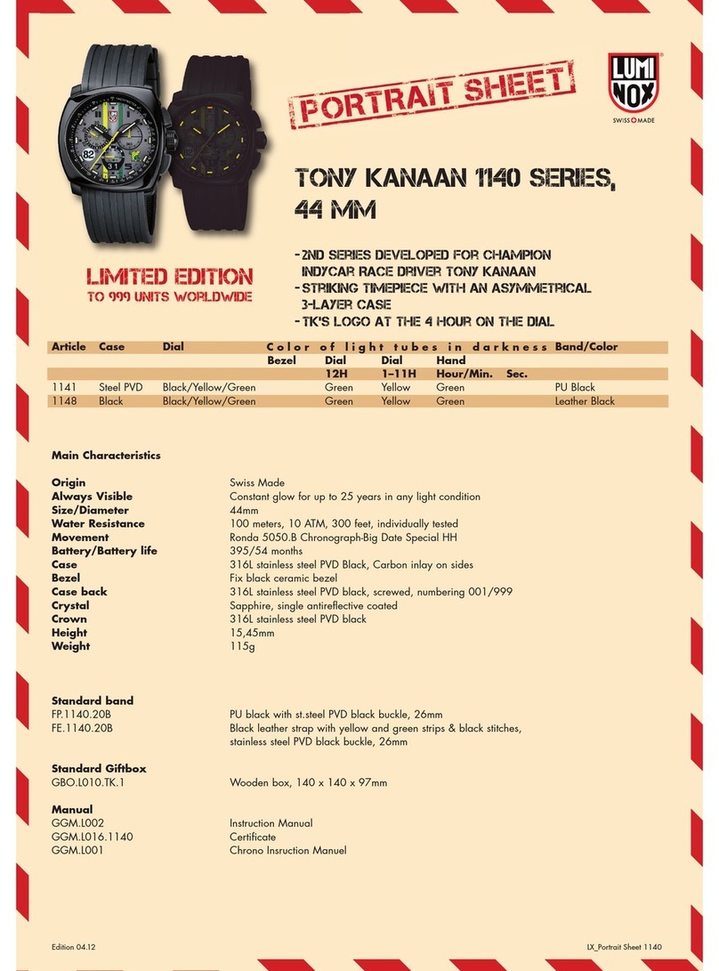 Luminox Limited Edition TONY KANAAN 1140 SERIES Specification sheet