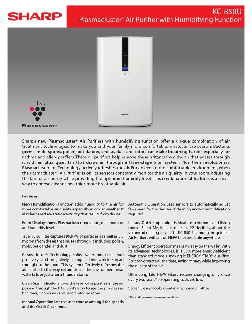 Sharp Plasmacluster KC-850U User manual