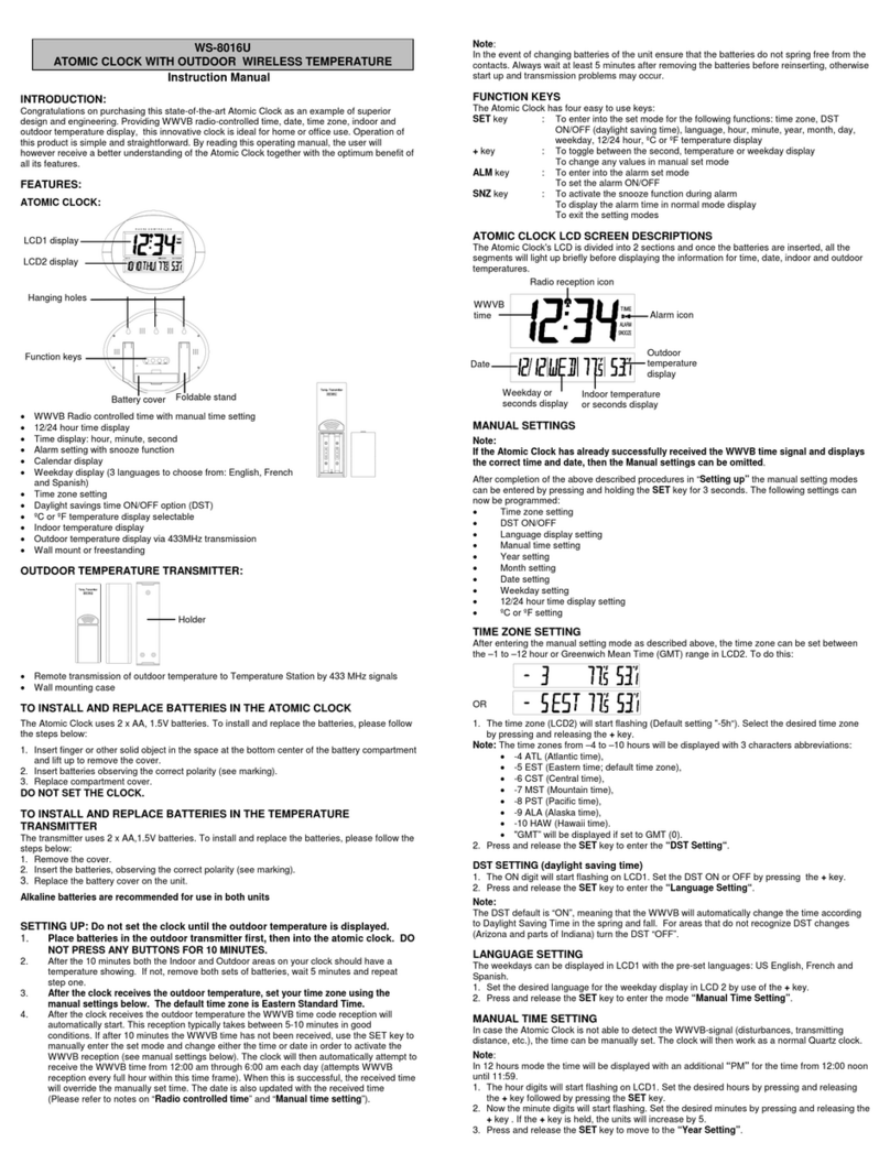 La Crosse Technology WS-8016U instruction manual