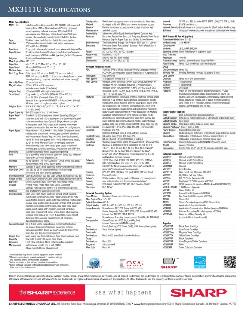 Sharp MX-3111U User manual