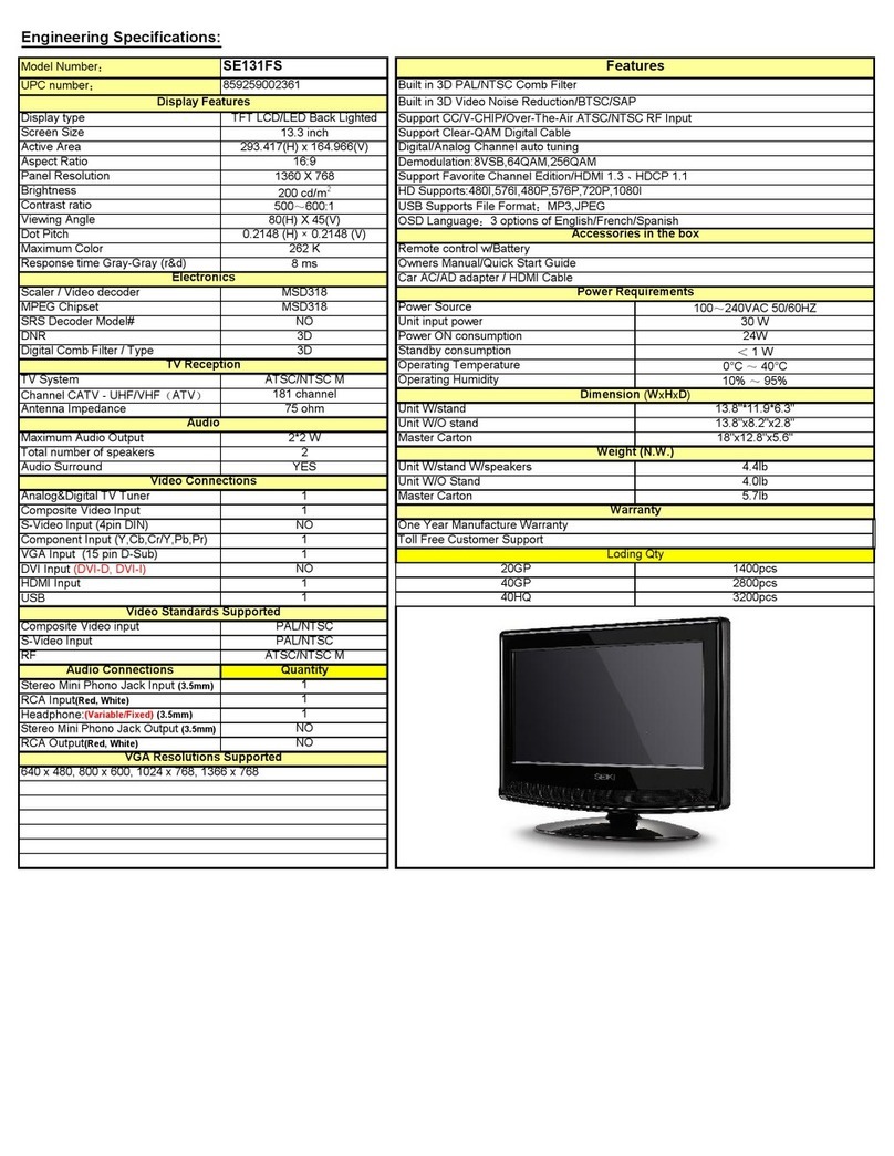 Seiki SE131FS Owner's manual