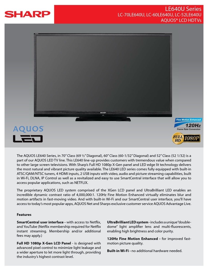 Sharp AQUOS LC-70LE640U User manual