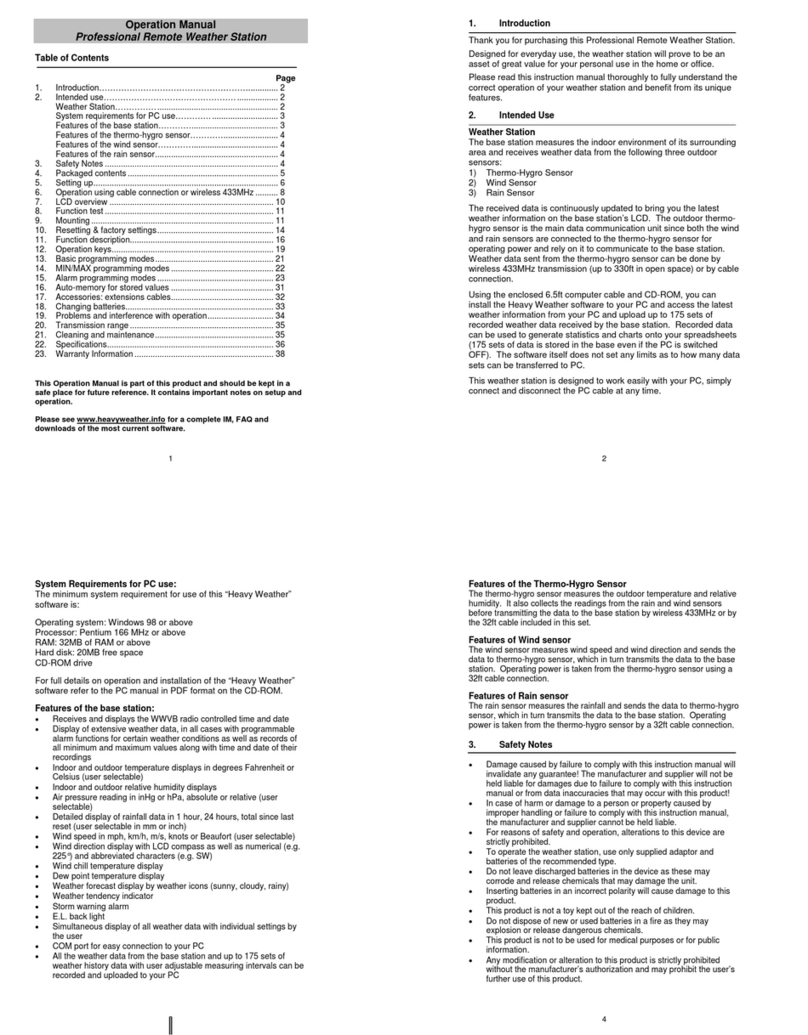 La Crosse Technology WS-2316U Operation manual