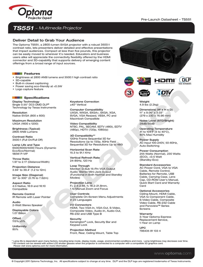 Optoma TS551 User manual