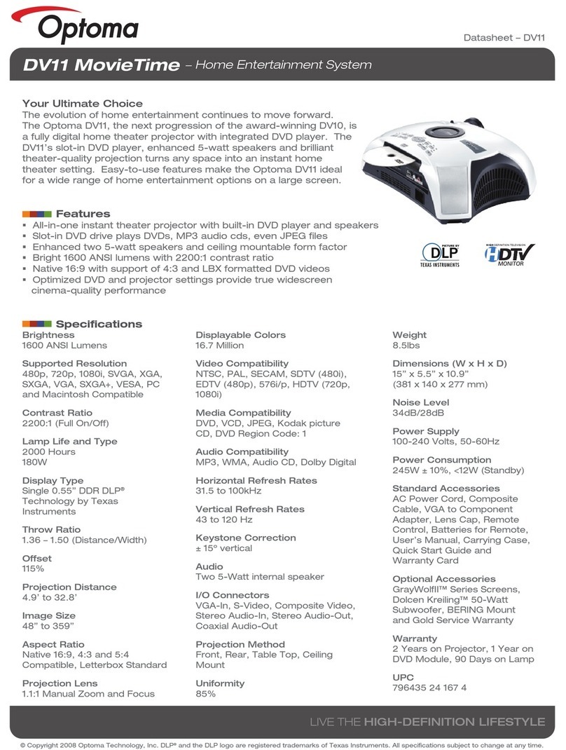 Optoma MovieTime DV11 User manual
