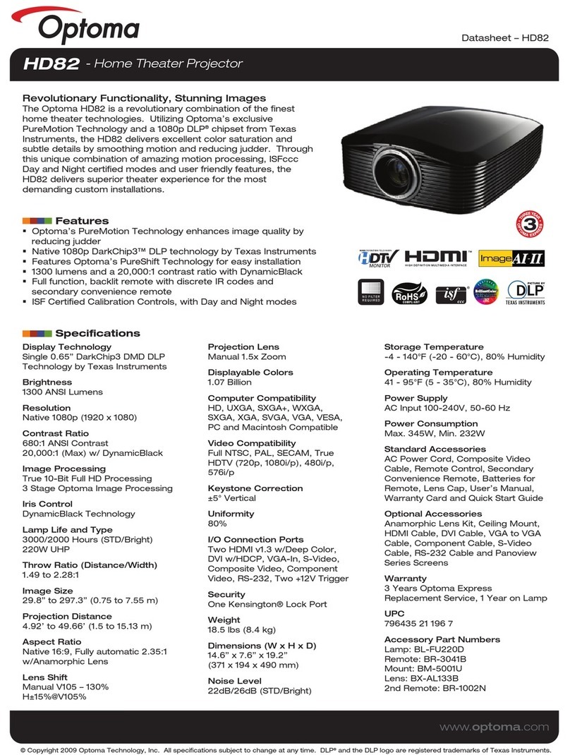 Optoma Theme Scene HD82 User manual Optoma Theme Scene HD82 User manual