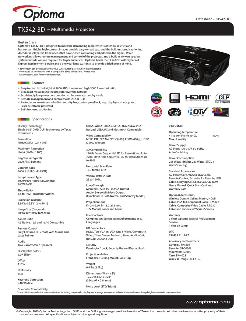 Optoma TX542-3D User manual