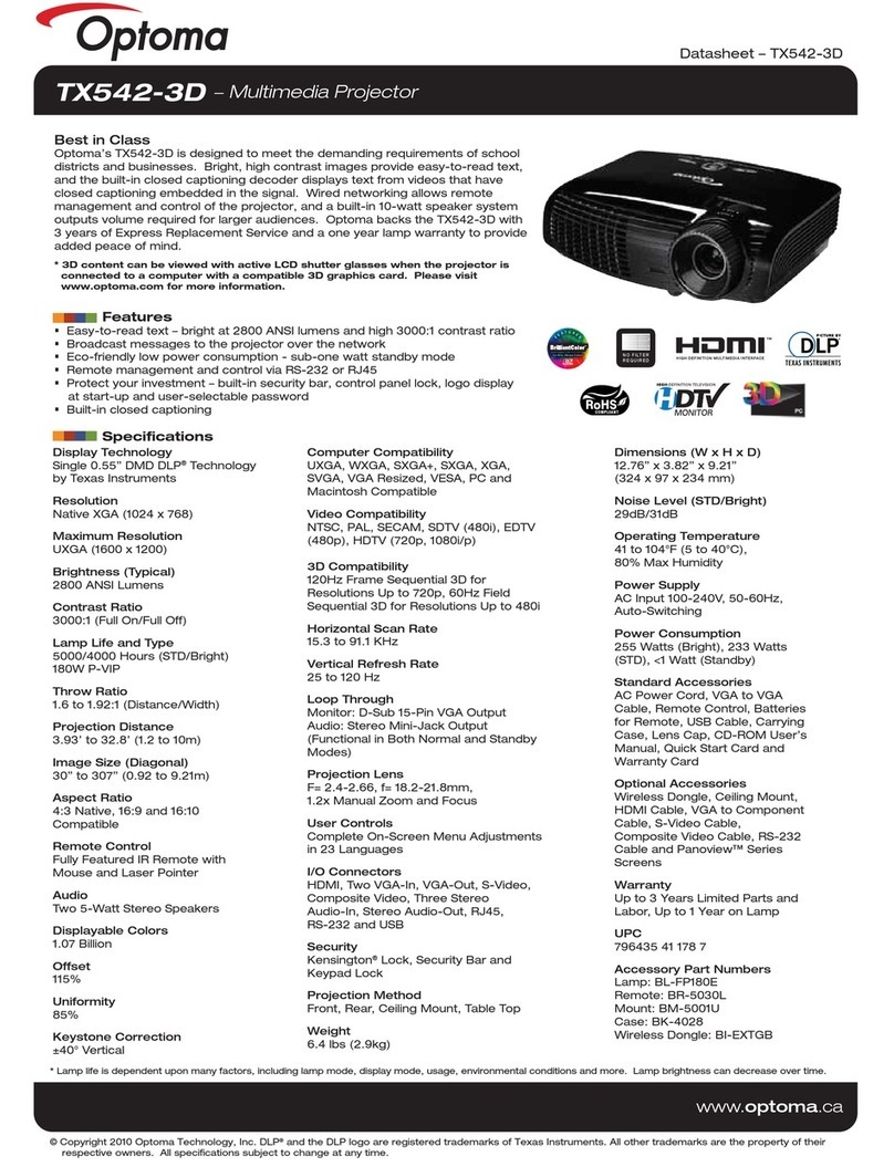 Optoma TX542-3D User manual