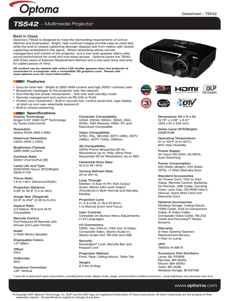 Optoma TS542 User manual Optoma TS542 User manual