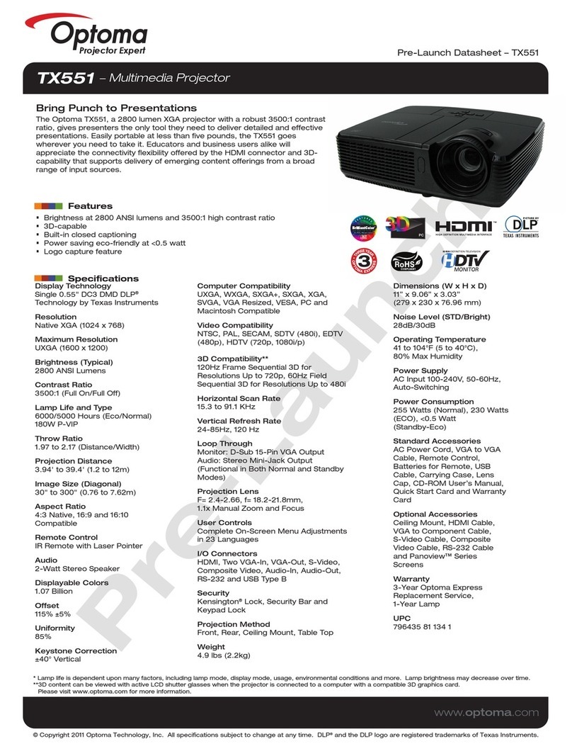 Optoma TX551 User manual Optoma TX551 User manual