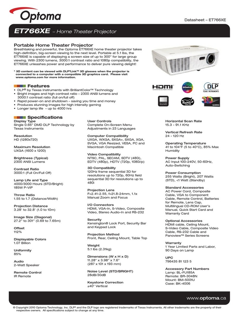 Optoma ET766XE datasheet