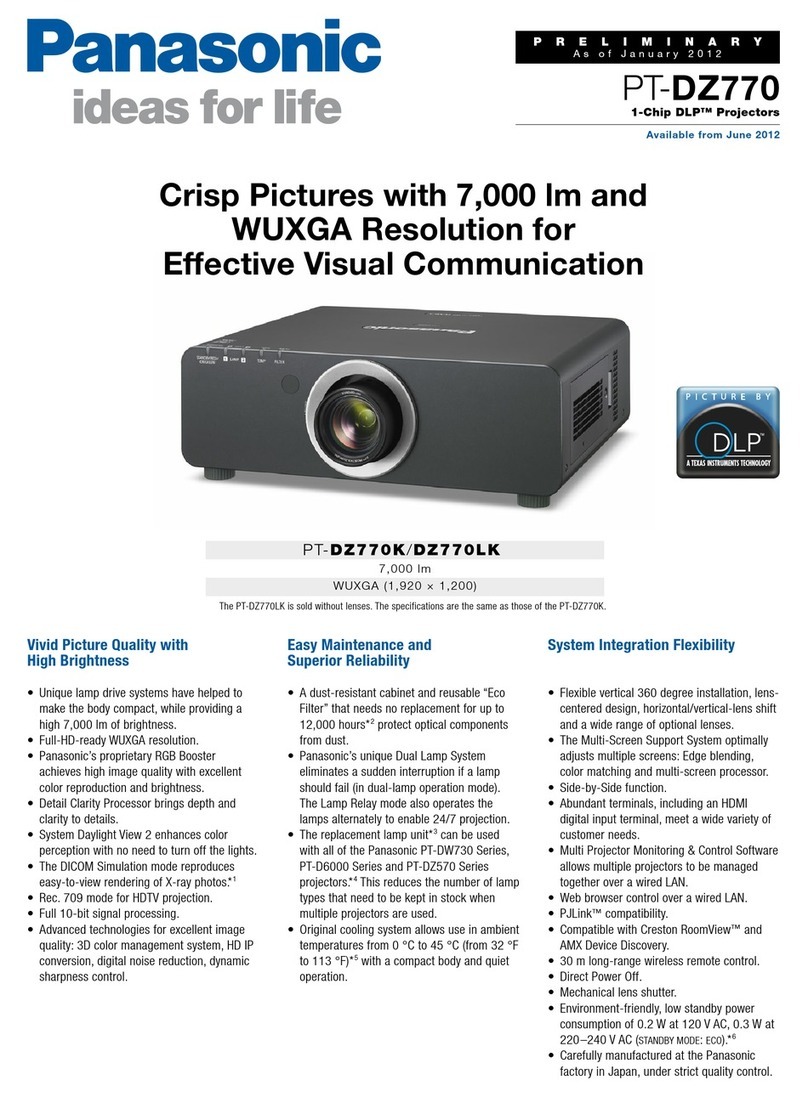 Panasonic PT-DZ770K Installation guide