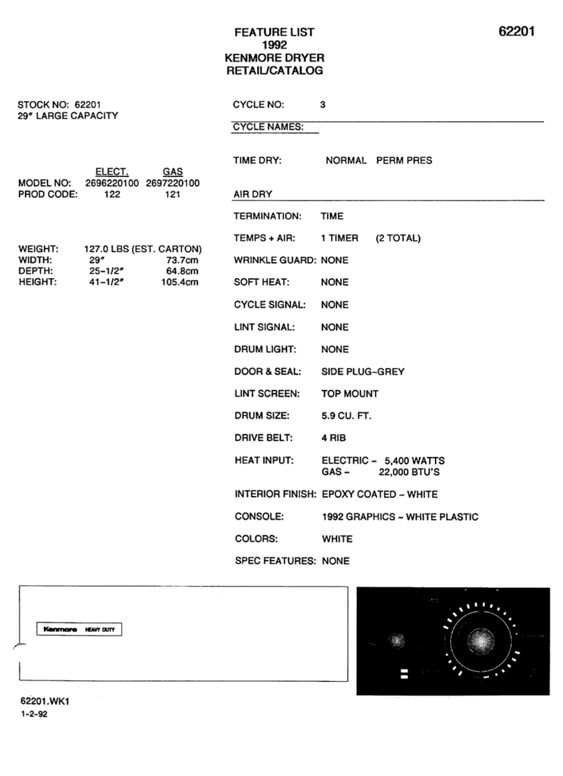 Kenmore 2696220100 2697220100 Owner's manual