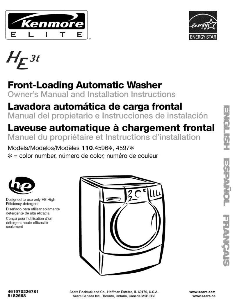 Kenmore HE 3T 110.4596 Series Owner's manual and installation instructions Kenmore HE 3T 110.4596 Series Owner's manual and installation instructions