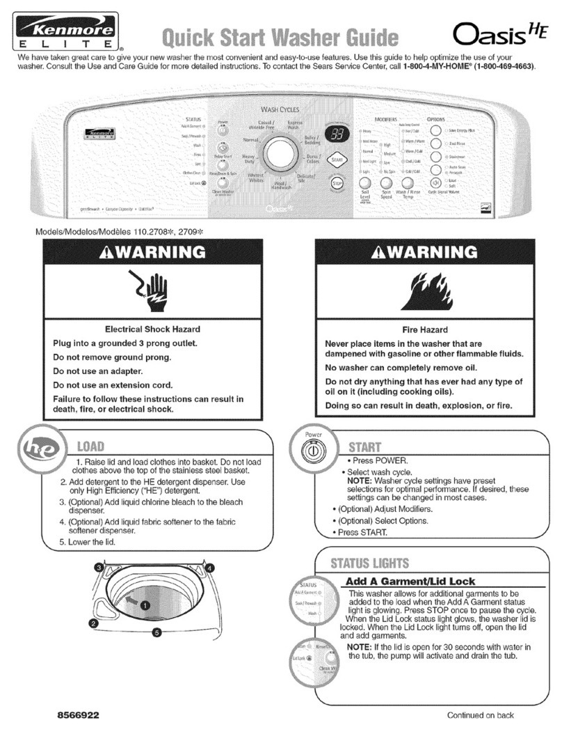 Kenmore Oasis HE 110.2708 User manual