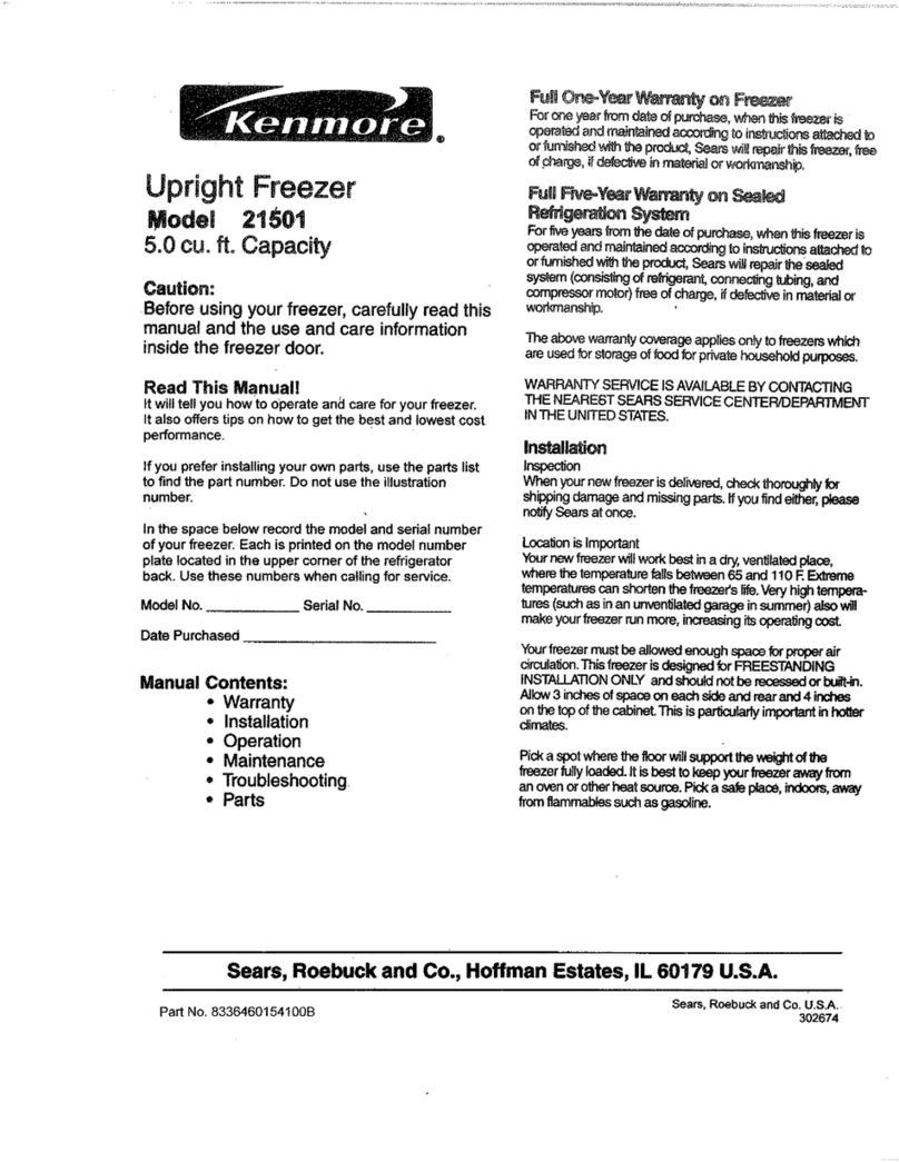 Kenmore 21501 User manual