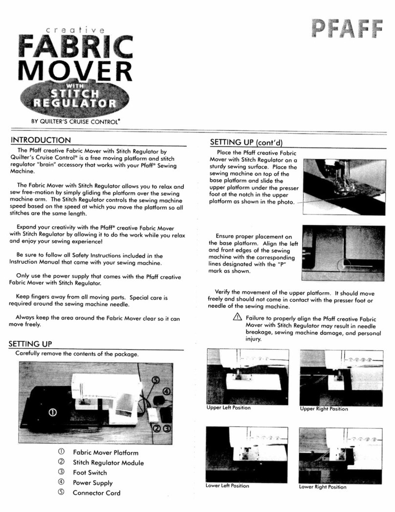 Pfaff Creative fabric mover Setup guide