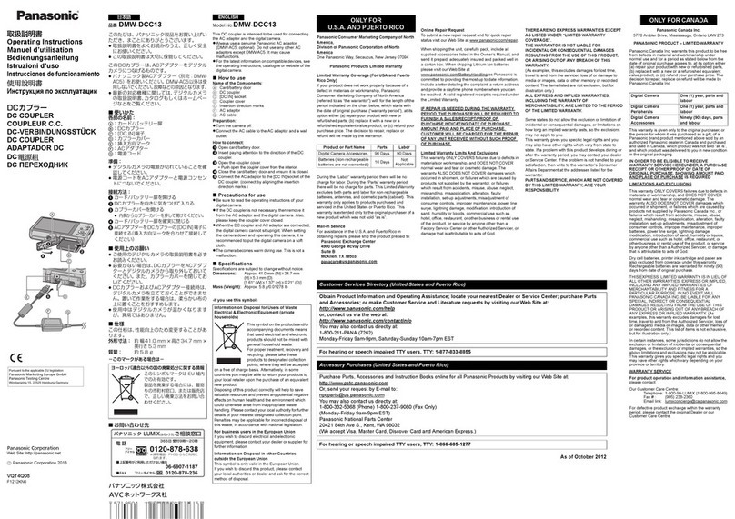 Panasonic DMW-DCC13 operating instructions