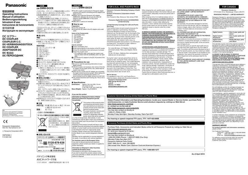 Panasonic DMW-DCC9 User manual Panasonic DMW-DCC9 User manual
