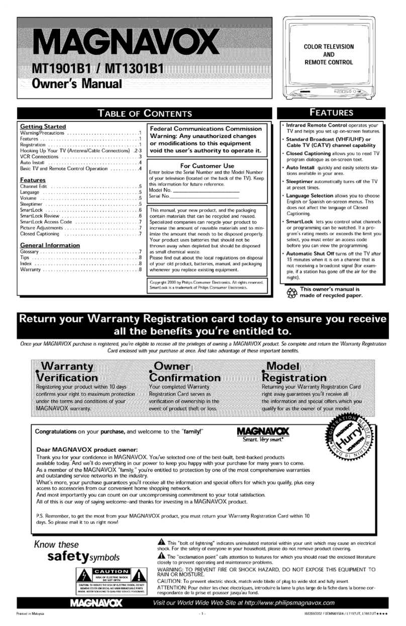 Magnavox MT1301B1 owner's manual