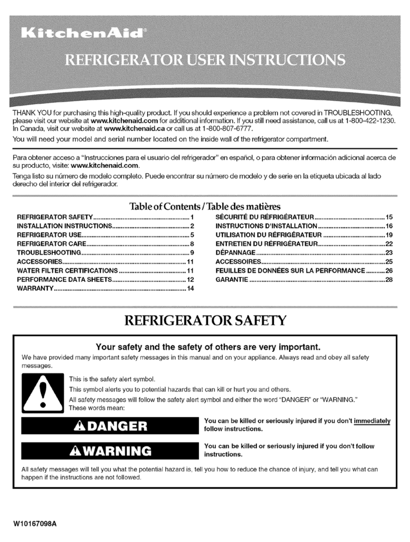KitchenAid KSRV22FVBL02 User instructions