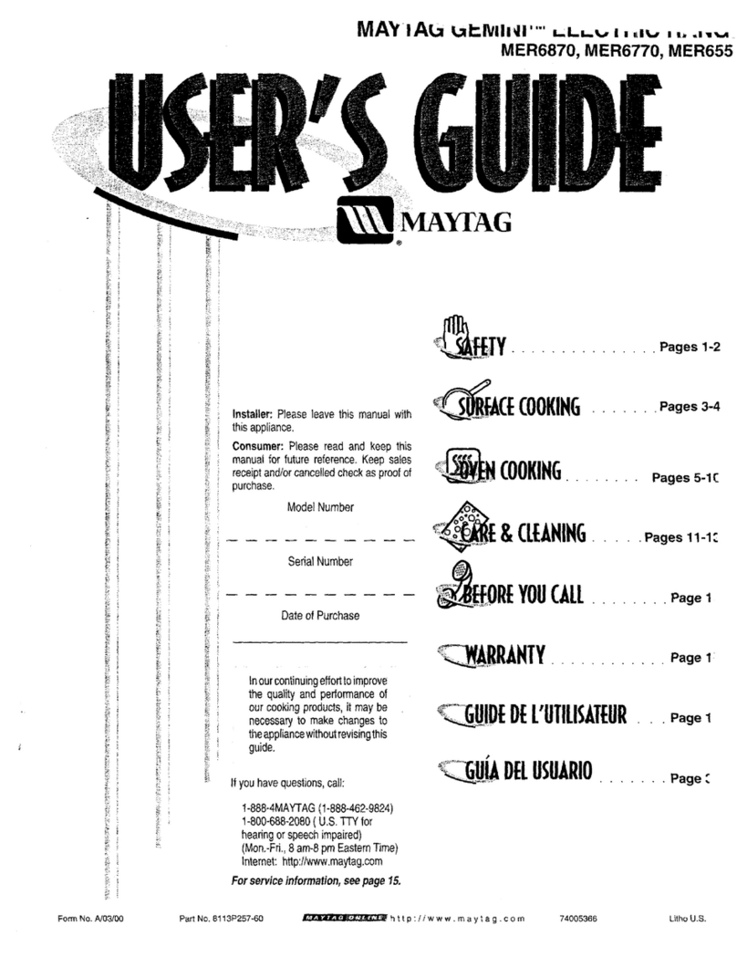 Maytag MER6871AAW User manual
