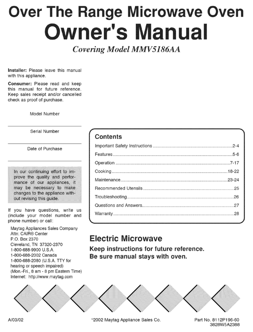 Maytag MMV5186AA User manual
