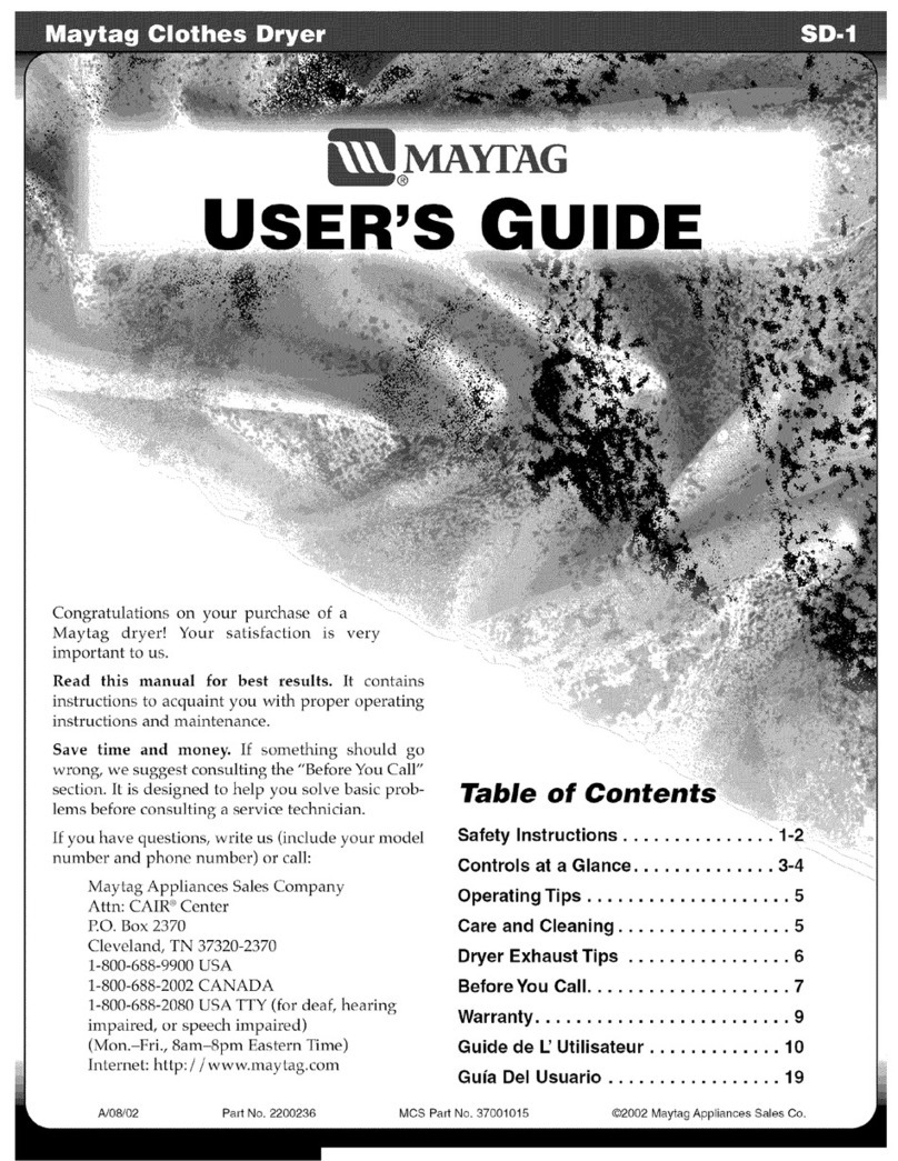 Maytag SDE5401AYW User manual