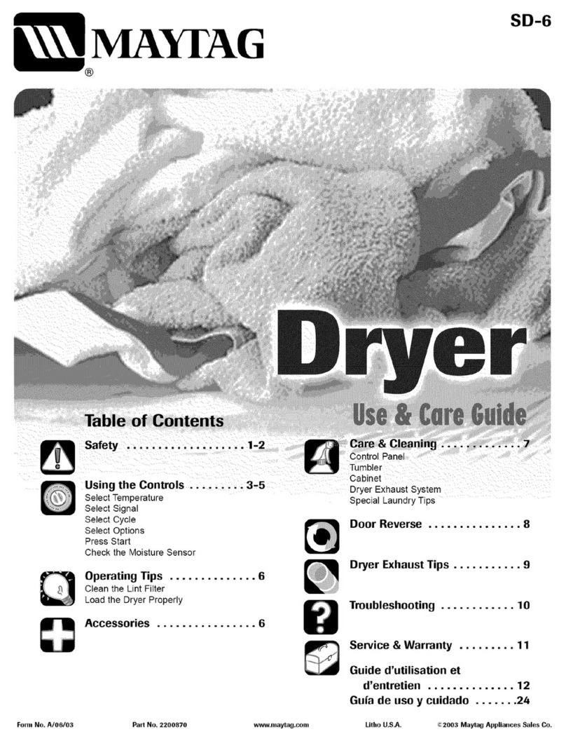 Maytag SDE4606AYW User manual