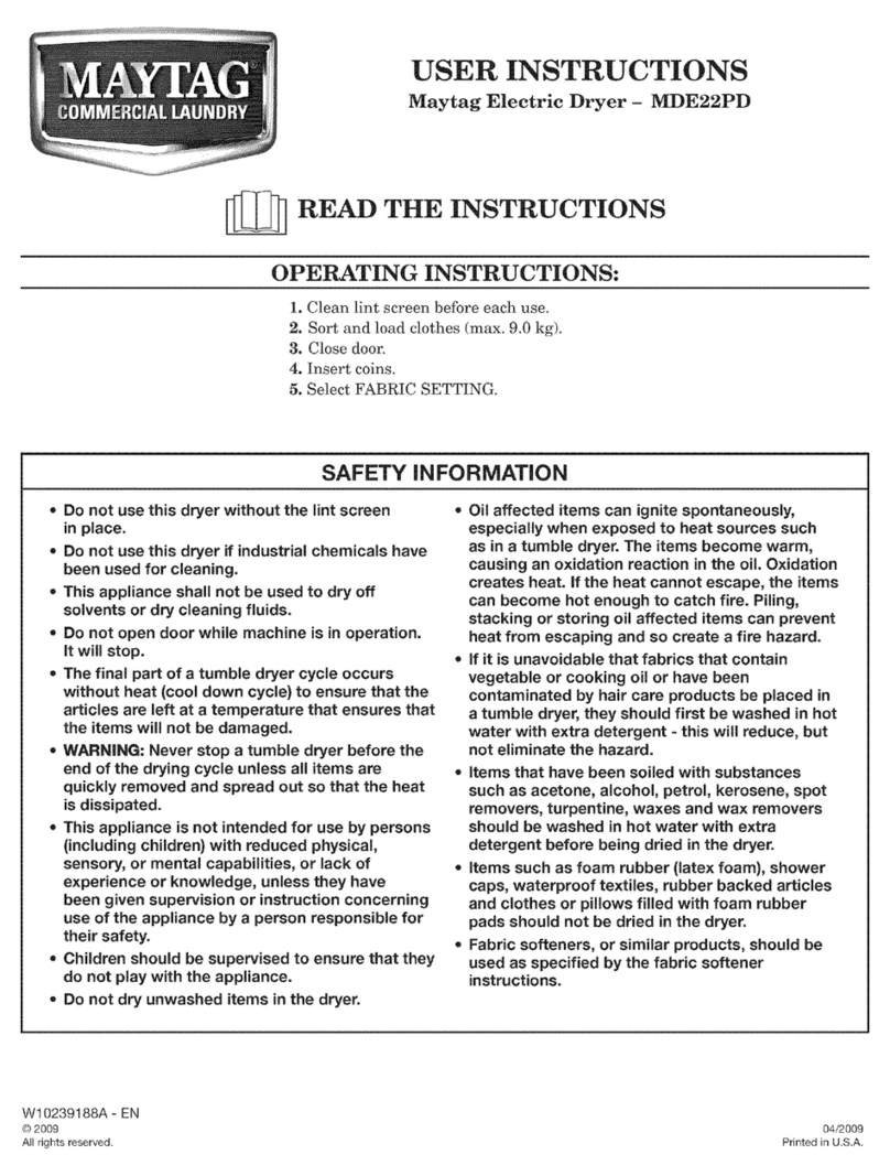Maytag MDE22PD User instructions