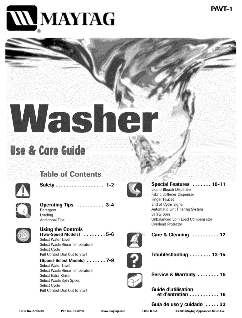 Maytag PAVS234AWW Use & care guide