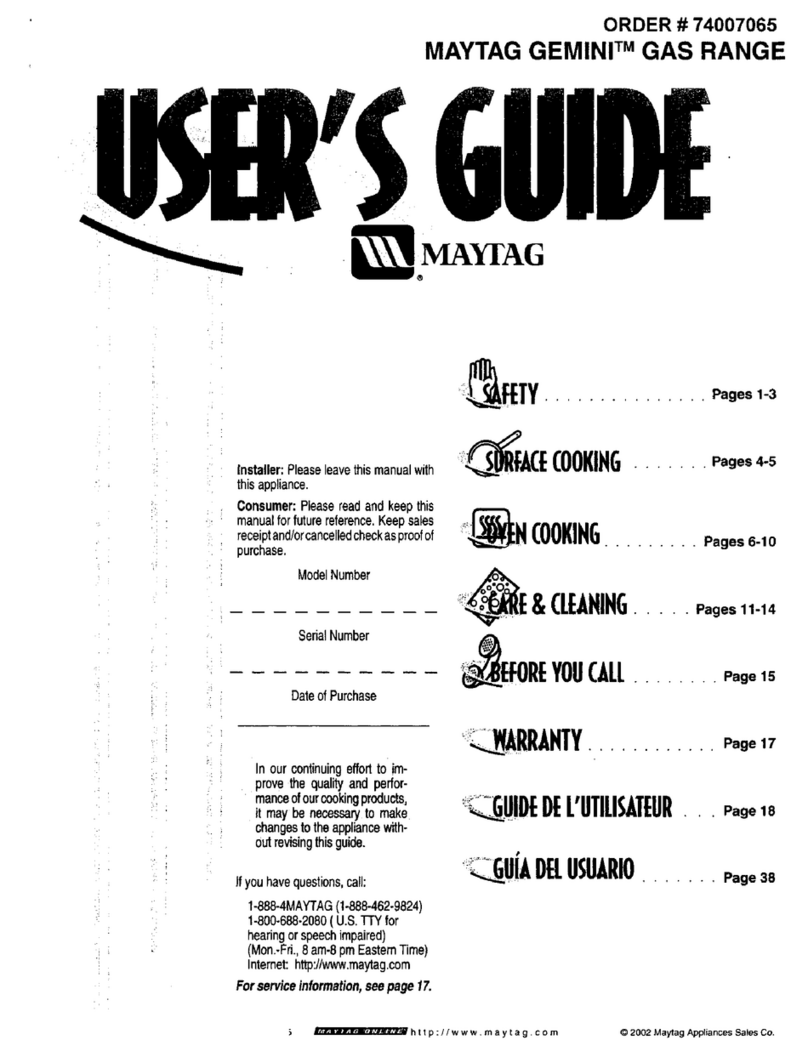 Maytag GEMINI MGR6772BDS User manual Maytag GEMINI MGR6772BDS User manual