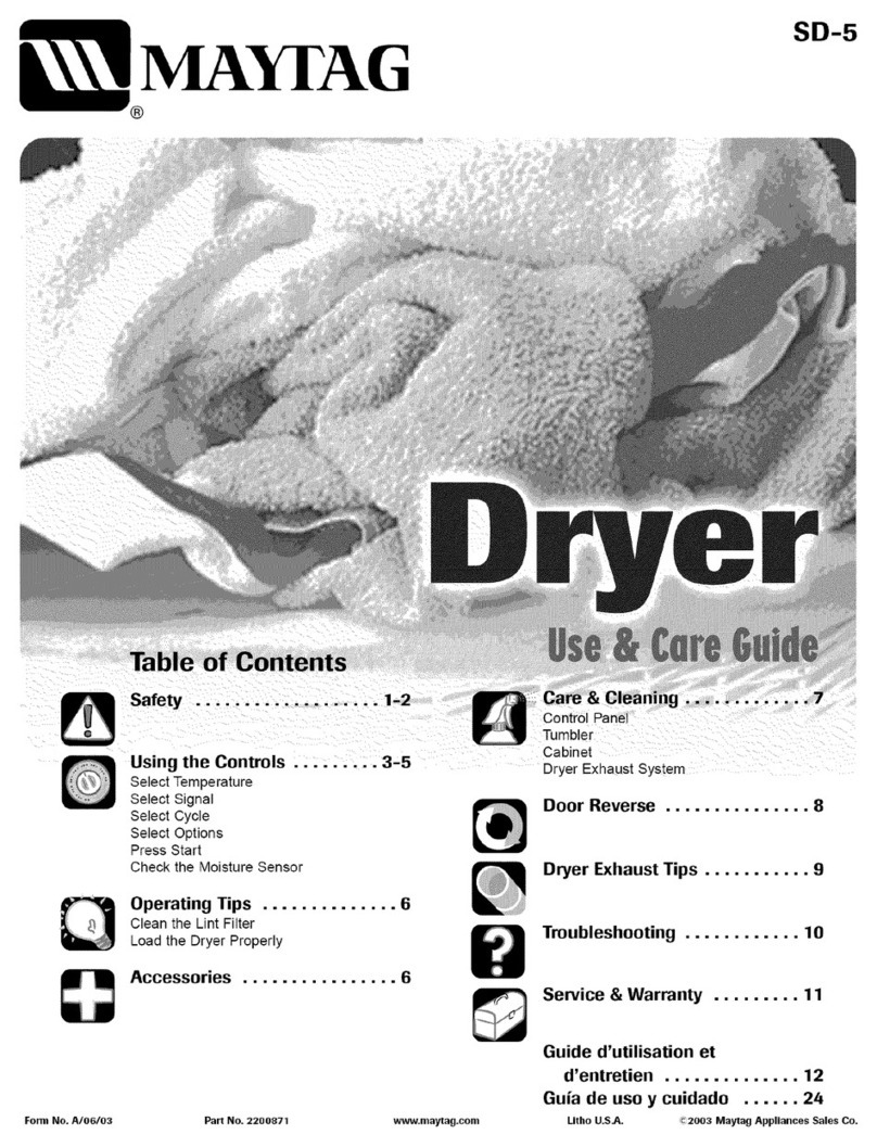 Maytag SDE515DAZW User manual